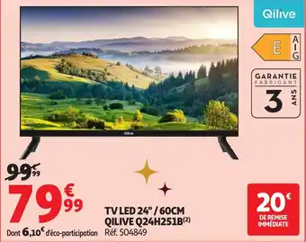 Auchan QILIVE Tv led 24"/60cm q24h251b offre