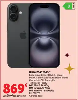 Auchan Iphone 16 128go offre