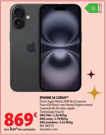 Auchan Iphone 16 128go offre