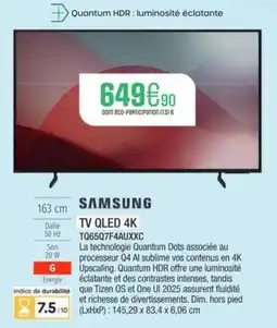 Extra SAMSUNG TV QLED 4K TQ65Q7F4AUXXC offre