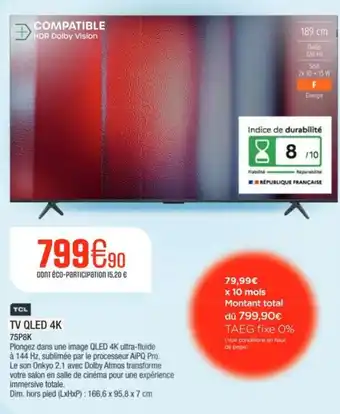 Extra TCL Tv qled 4k offre