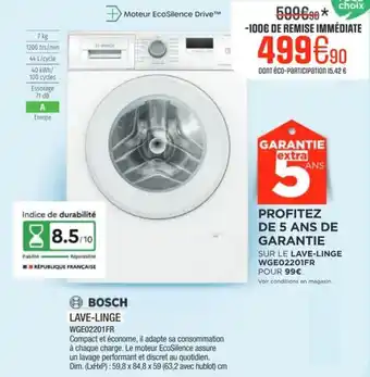 Extra BOSCH Lave-linge wge02201fr offre