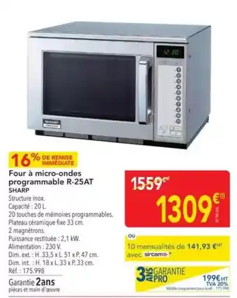 METRO Sharp - four à micro-ondes programmable r-25at offre
