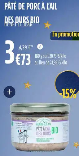 La Vie Claire Pâté de porc à l'ail des. qurs bio offre