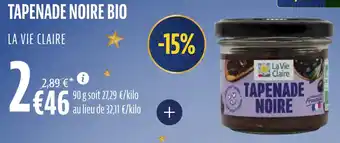 La Vie Claire Tapenade noire bio offre