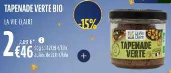 La Vie Claire Tapenade verte bio offre