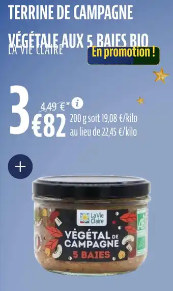 La Vie Claire Terrine de campagne végétale aux 5 baies bio offre
