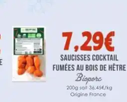 Naturalia BIOPORC Saucisses cocktail fumées au bois de hêtre offre