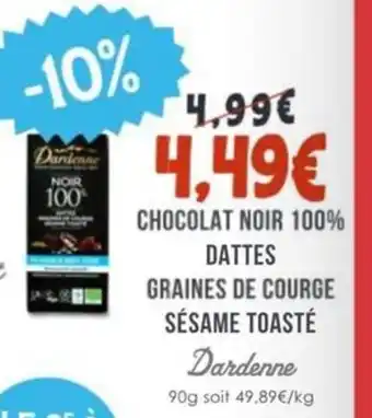 Naturalia DARDENNE Chocolat noir 100% dattes graines de courge sésame toasté offre
