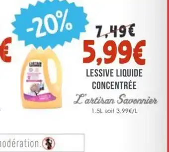 Naturalia L'ARTISAN SAVONNIER Lessive liquide concentrée offre