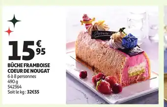 Auchan Bûche framboise coeur de nougat offre