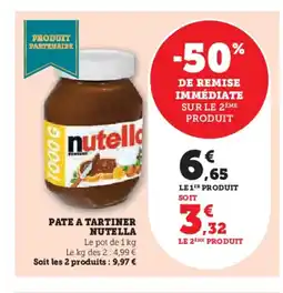 Super U NUTELLA Pate a tartiner offre