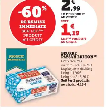 Super U PAYSAN BRETON Beurre offre