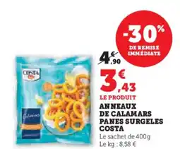 Super U COSTA Anneaux de calamars panes surgeles offre