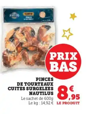 Super U NAUTILUS Pinces de tourteaux cuites surgelees offre