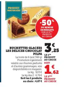 Super U PILPA Buchettes glacees les delices chocolat offre