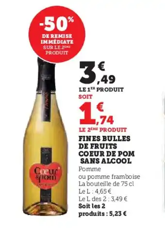 Super U Fines bulles de fruits coeur de pom sans alcool offre