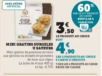 Super U Mini gratins surgeles u saveurs offre