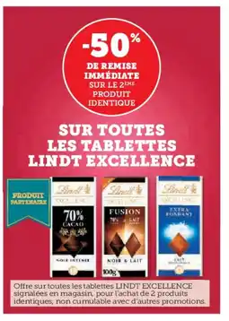 Super U LINDT EXCELLENCE Sur toutes les tablettes offre