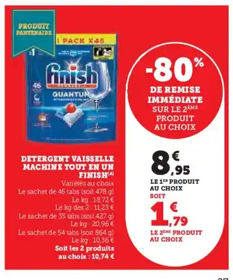 Super U FINISH Detergent vaisselle machine tout en un offre