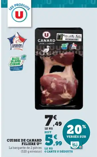 Super U Cuisse de canard filiere u offre