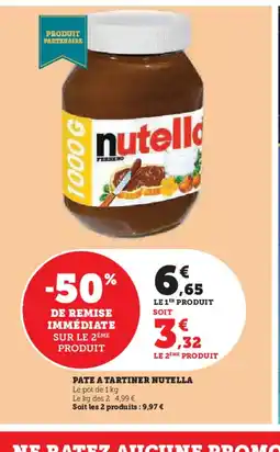 Super U NUTELLA Pate a tartiner offre