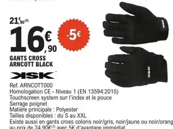 E.Leclerc L'Auto ISK Gants cross arncott black offre