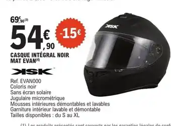 E.Leclerc L'Auto ISK Casque intégral noir mat evan offre