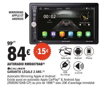 E.Leclerc L'Auto CALIBER Autoradio rmd807dab offre