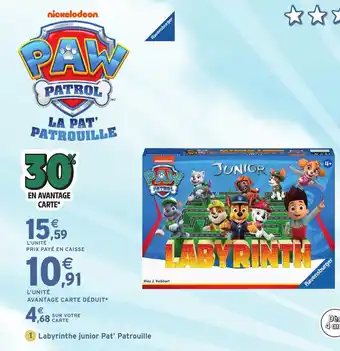 Intermarché Hyper PAWPATROL Labyrinthe junior Pat' Patrouille offre