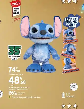 Intermarché Hyper Peluche interactive Stitch offre