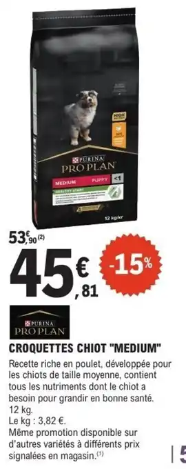 E.Leclerc Croquettes chiot medium purina pro plan offre