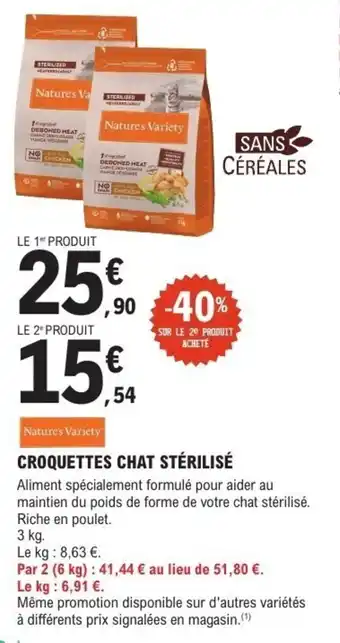 E.Leclerc Nature's variety croquettes chat stérilisé offre