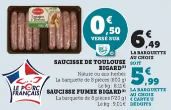 U Express Saucisse de toulouse bigard offre