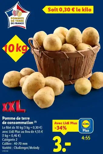 Lidl Pomme de terre de consommation offre