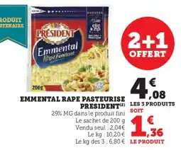 U Express Emmental rape pasteurise president offre