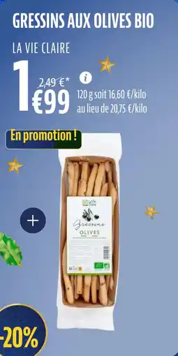 La Vie Claire Gressins aux olives bio offre