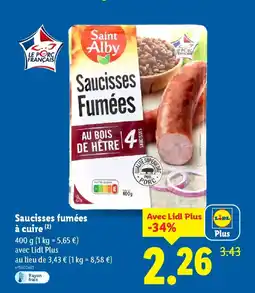 Lidl Saucisses fumées à cuire offre