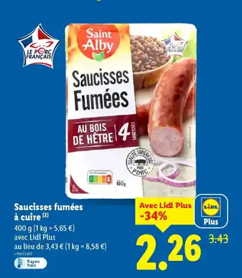 Lidl Saucisses fumées à cuire offre