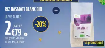 La Vie Claire Riz basmati blanc bio offre