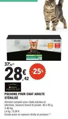 E.Leclerc POCHONS POUR CHAT ADULTE STÉRILISÉ offre
