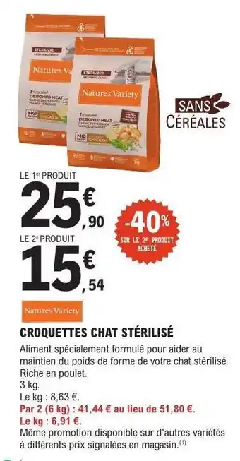 E.Leclerc CROQUETTES CHAT STÉRILISÉ offre