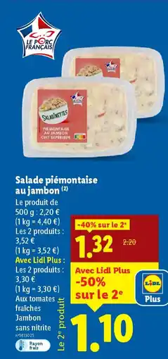 Lidl Salade piémontaise au jambon offre