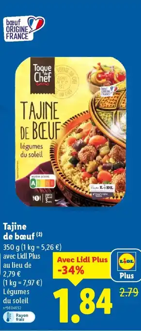 Lidl Tajine de bœuf offre
