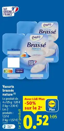 Lidl Yaourts brassés nature offre