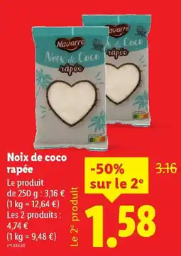 Lidl NAVARRE Noix de coco rapée offre