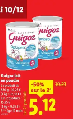Lidl GUIGOZ lait en poudre offre