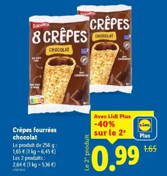 Lidl SODNEY Crêpes fourrées chocolat offre