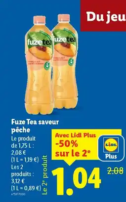 Lidl FUZE TEA saveur pêche offre