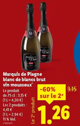 Lidl Marquis de Plagne blanc de blancs brut vin mousseux offre
